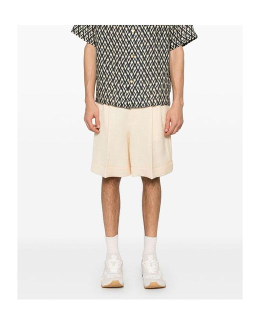 Valentino Natural Pleat Detailed Textured Shorts for men