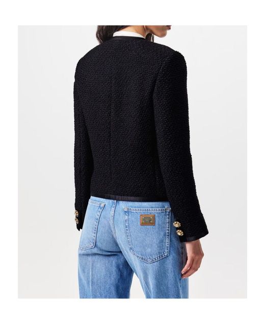 Dolce & Gabbana Black Button-Down Bouclé Jacket
