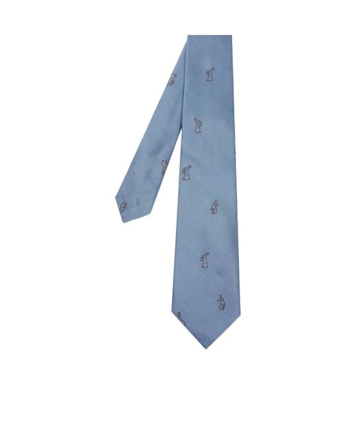 Paul Smith Blue Embroidered Motif Tie for men