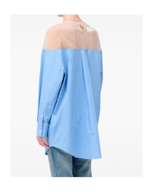 MM6 by Maison Margiela Blue Panelled Long Sleeved Shirt