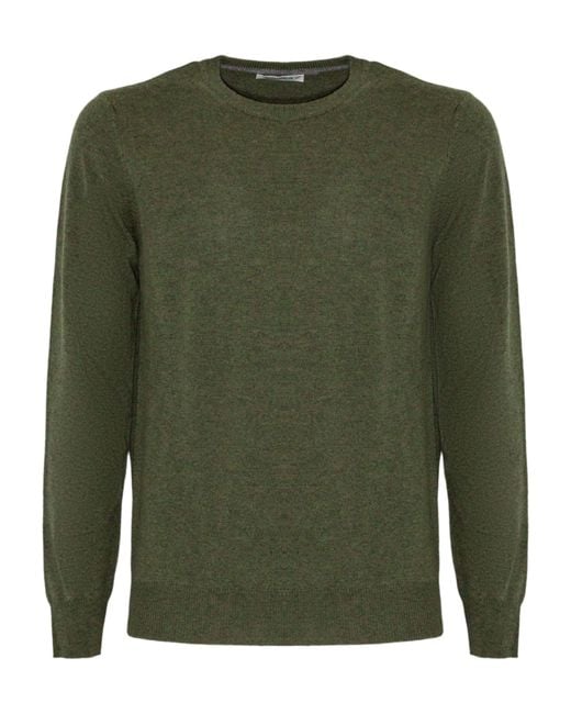 Kangra Cashmere Green Kangra Crew Neck Slim Fit Sweater for men
