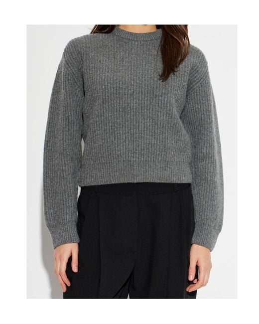Jil Sander Gray Ribbed Crew-Neck Knitted Jumper