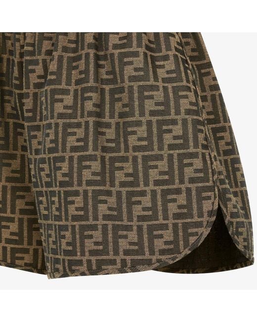 Fendi Green Ff Jacquard Elasticated Waistband Shorts