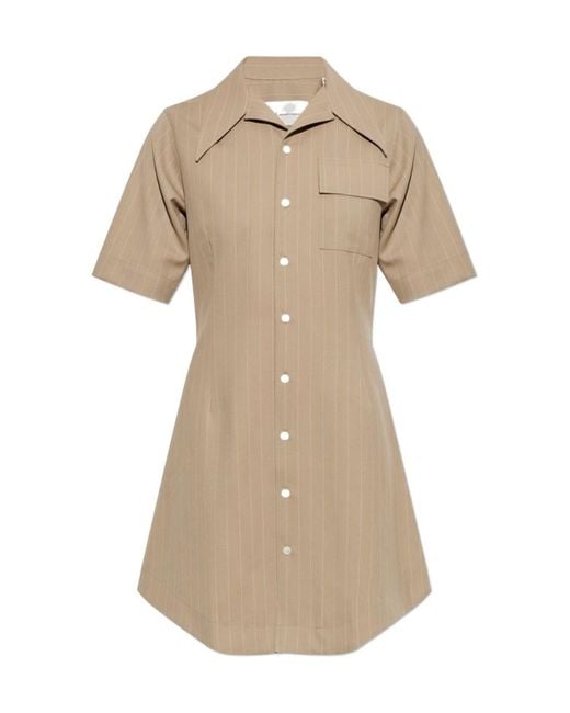AMI Natural Ami Pinstriped Shirt Dress
