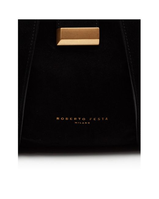 Roberto Festa Black Eloise Ribbed Tote Bag