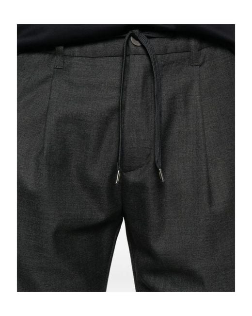 Herno Black Drawstring Cuffed Trousers for men