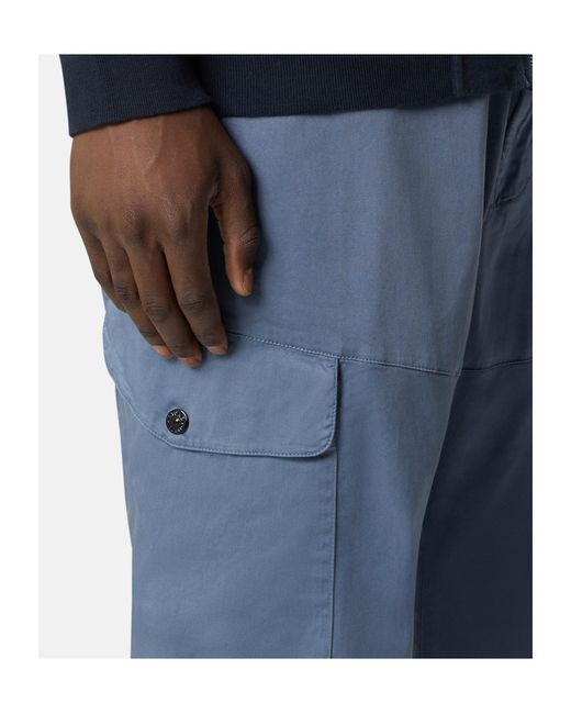 Stone Island Blue Regular Fit Cargo Trousers With Snap Pockets for men
