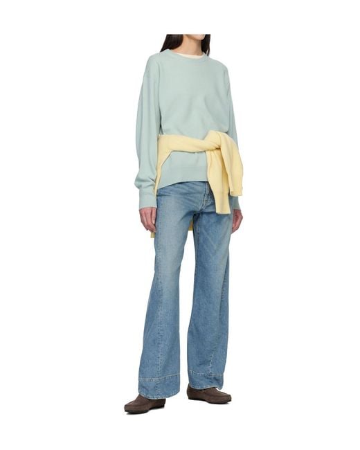 Ssstein Blue Wool Knit Sweater