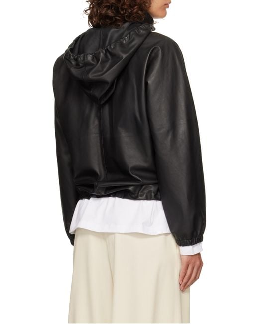 The Row Black Long Sleeve Leather Jacket
