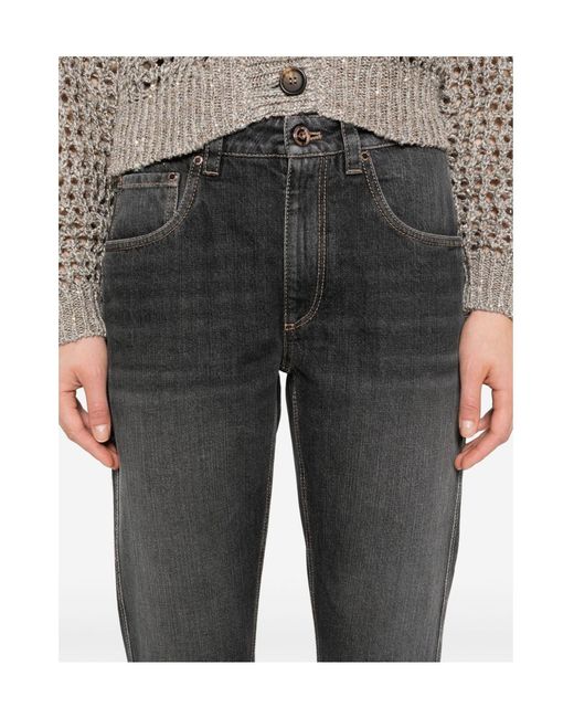 Brunello Cucinelli Black Straight-Leg Jeans
