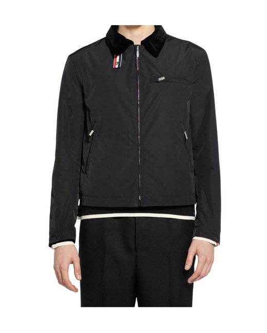 Thom Browne Black Rwb Stripe Zip-Up Padded Jacket for men