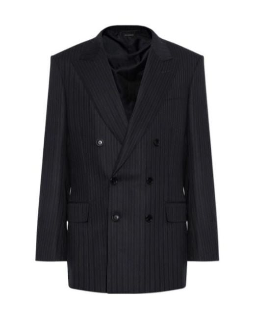 Tom Ford Blue Lapel Long-Sleeved Suit Jacket for men