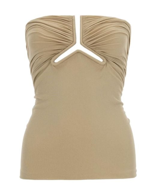 Rick Owens Natural Ruched Strapless Top