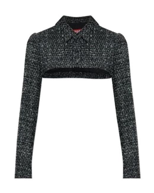 DIESEL Black Tweed-Texture Cropped Jacket
