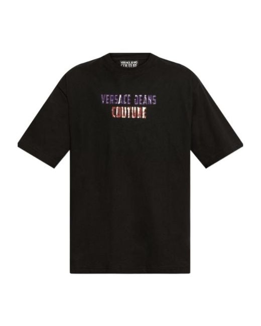 Versace Jeans Black Couture Logo Print T-Shirt for men