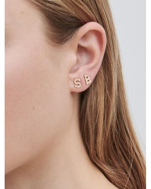 Sophie Bille Brahe Metallic 18Kt Petite B Stud Earring