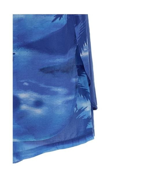 Polo Ralph Lauren Blue Palm Cotton Shirt And Shorts Set