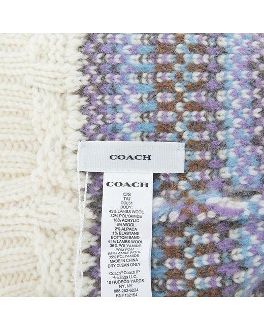 COACH White Logo Knitted Hat