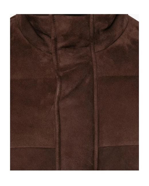 Tagliatore Brown Stand-Up Collar Leather Jacket for men