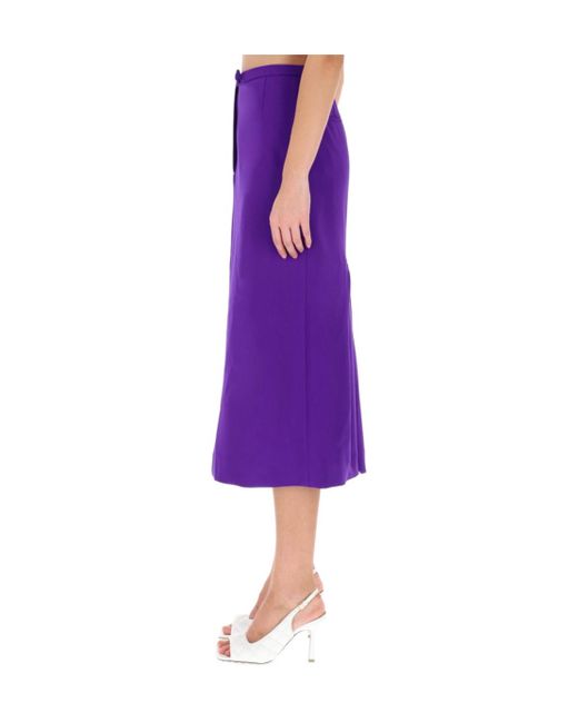 Dries Van Noten Purple Pleat Detailed Midi Skirt