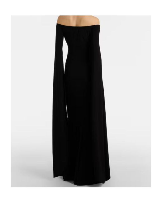 Norma Kamali Black Draped Off-Shoulder Jersey Gown