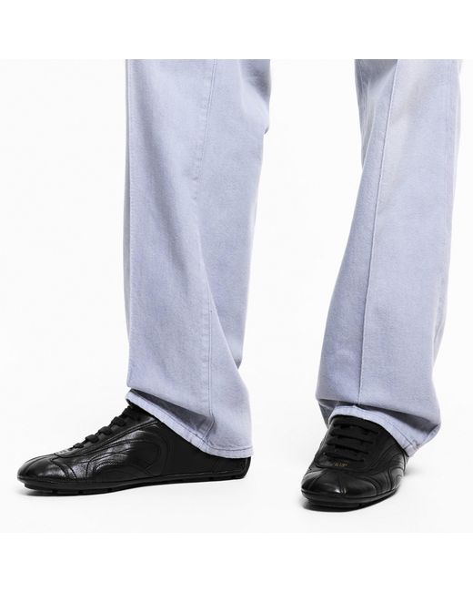 Prada Black Montacarlo Leather Low-Top Trainers for men