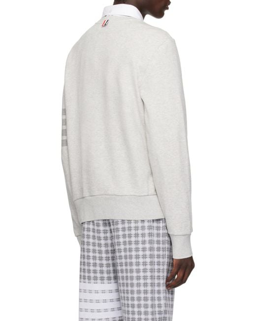 Thom Browne White Bar Crewneck Sweatshirt for men