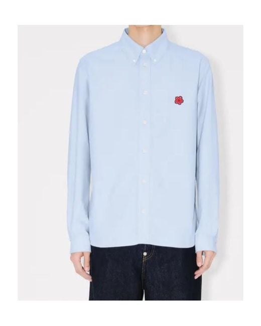 KENZO Blue Boke Flower Embroidered Casual Shirt for men