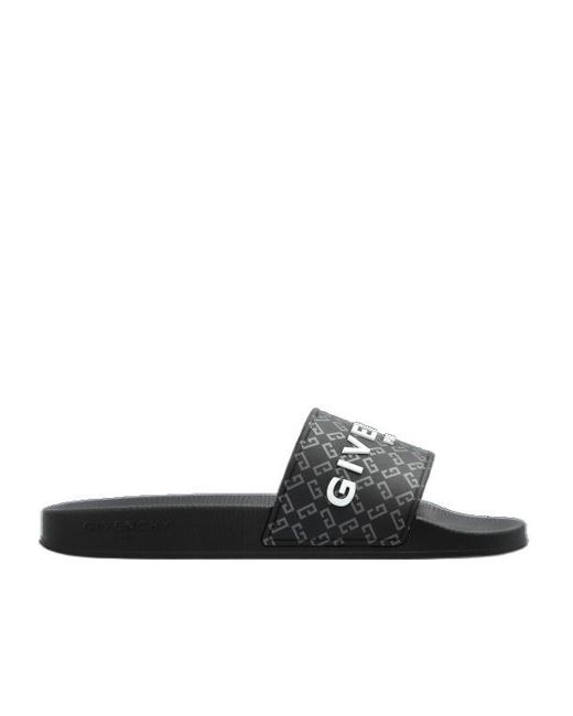 Givenchy Black Logo-Embossed Slides for men