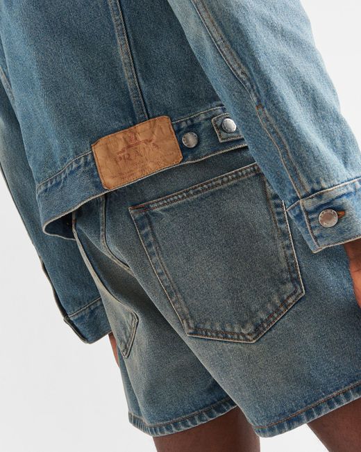 Prada Blue Long-Sleeved Denim Jacket for men