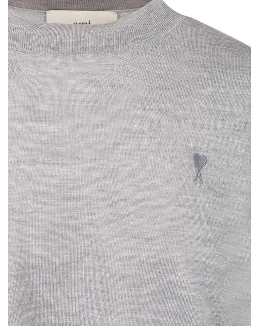 AMI Gray Ami Ami De Coeur Sweater for men