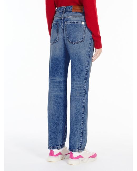 Weekend by Maxmara Blue Contrast-Stitch Straight Jeans