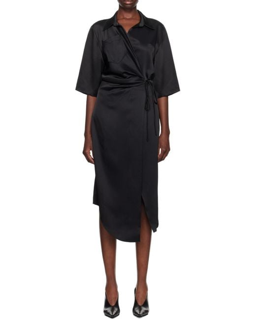 Nanushka Black Asymmetrical Wrapped Dress