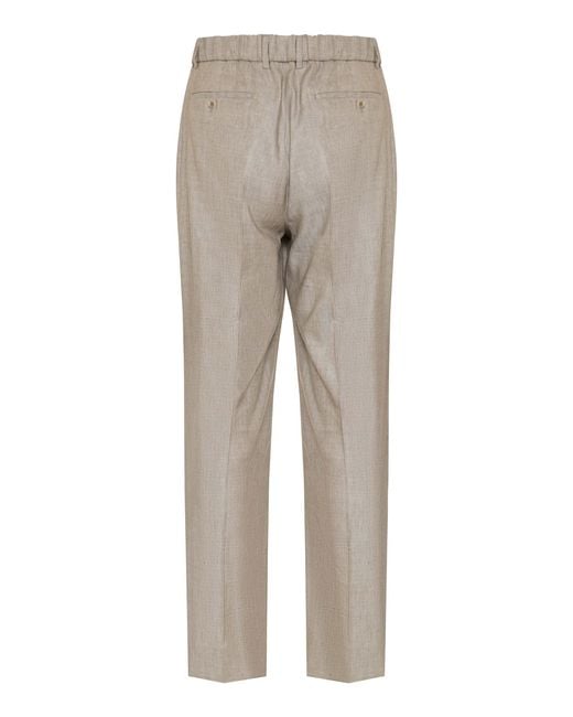 Brioni Gray Pleated Trousers for men