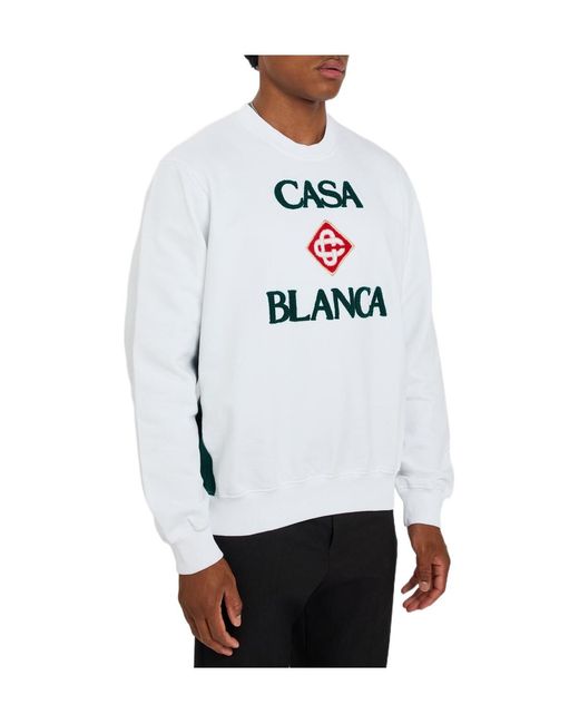 Casablanca White Stacked Terry-Logo Cotton Sweatshirt for men