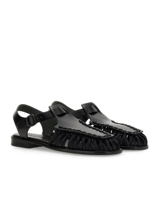 Hereu Black Alaro Leather Sandals