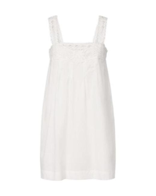 Posse White Veda Crochet-Trimmed Cotton Minidress