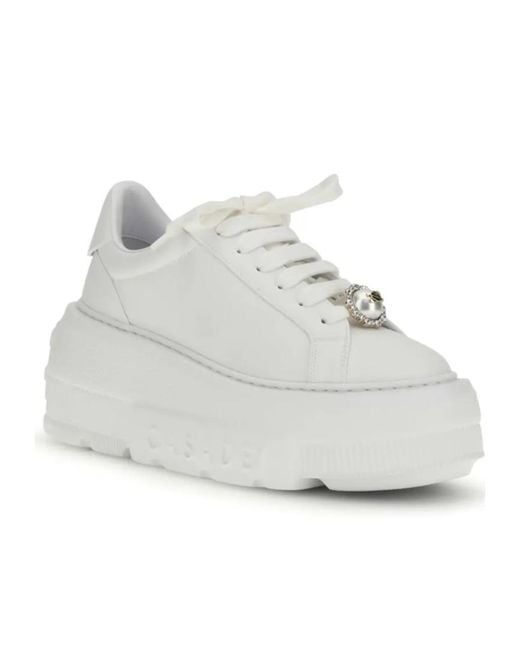 Casadei White Nexus Platform Low-Top Sneakers