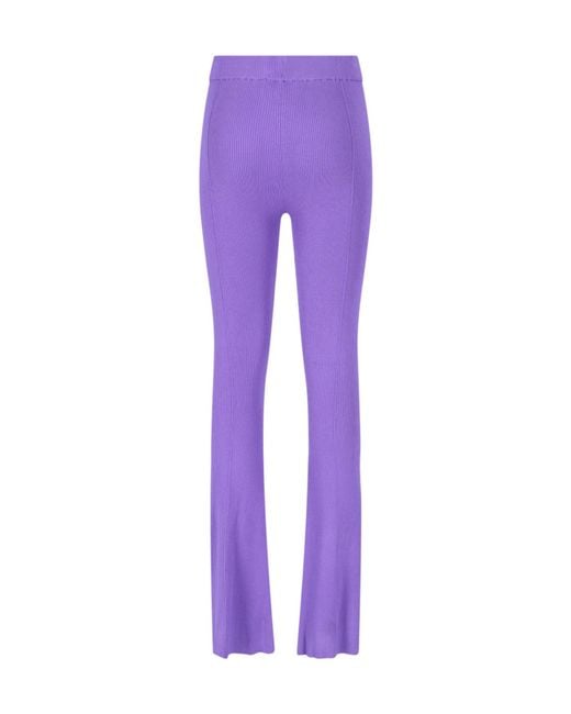 REMAIN Birger Purple Christense Slit-Cuff Knitted Stretched Trousers