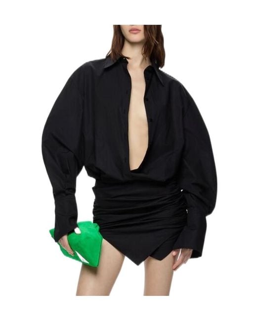 The Attico Blue The Long-Sleeved Mini Shirt Dress