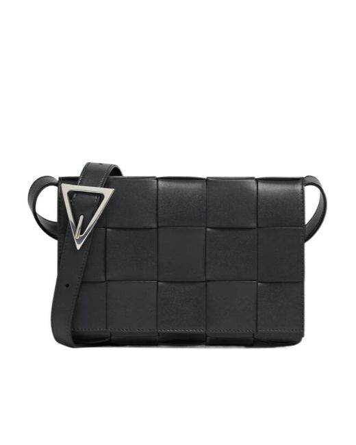 Bottega Veneta Black Cassette Woven Medium Shoulder Bag for men