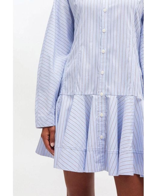 Ganni Blue Striped Shirt Dress