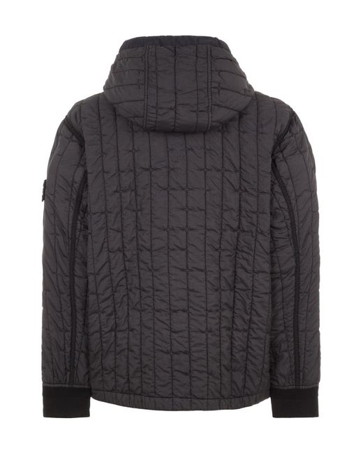 Stone Island Black Compass-Badge Quilted Jacket for men