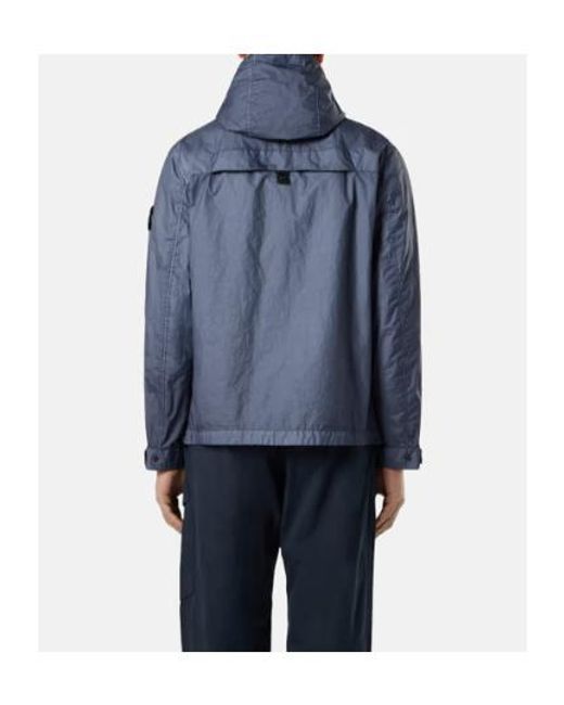 Stone Island Blue Breathable Waterproof Hooded Jacket for men