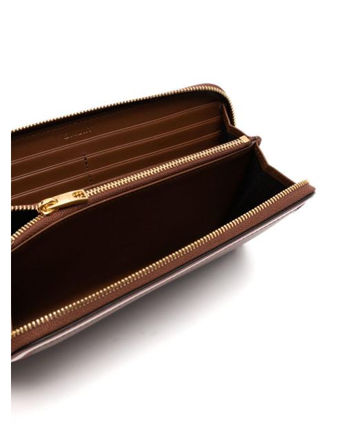 Bally Brown Logo Embossed All-Around Zipped Wallet