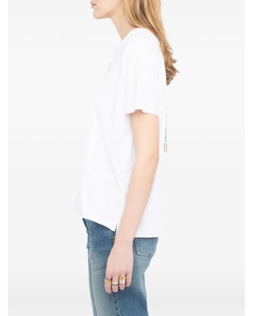Zadig & Voltaire White Tommer Graphic-Print Rhinestone-Embellished T-Shirt