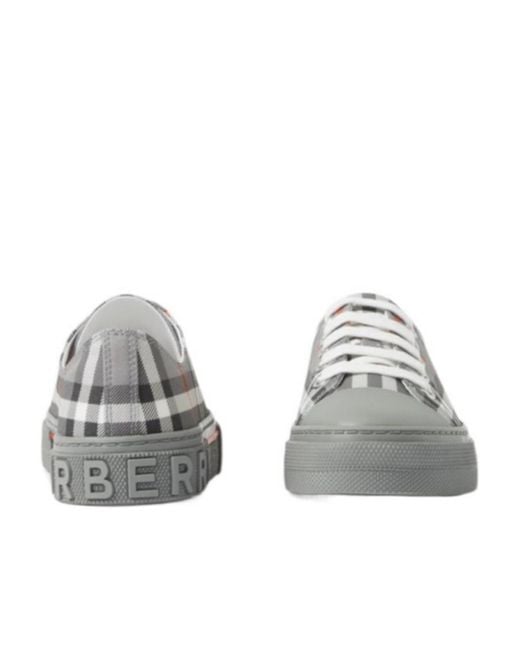 Burberry Gray Check-Pattern Canvas Sneakers