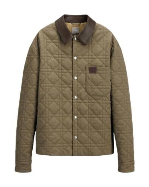 Dior Green Homme Logo Patch Cannage Leather Overshirt for men