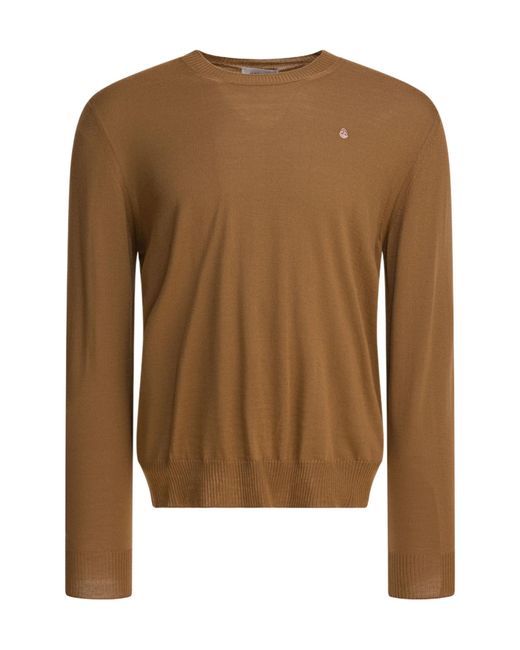 McQueen Brown Skull Pattern Sweater for men