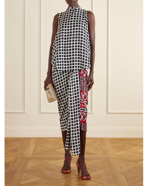 Lanvin Black Check-Pattern Sleeveless Top